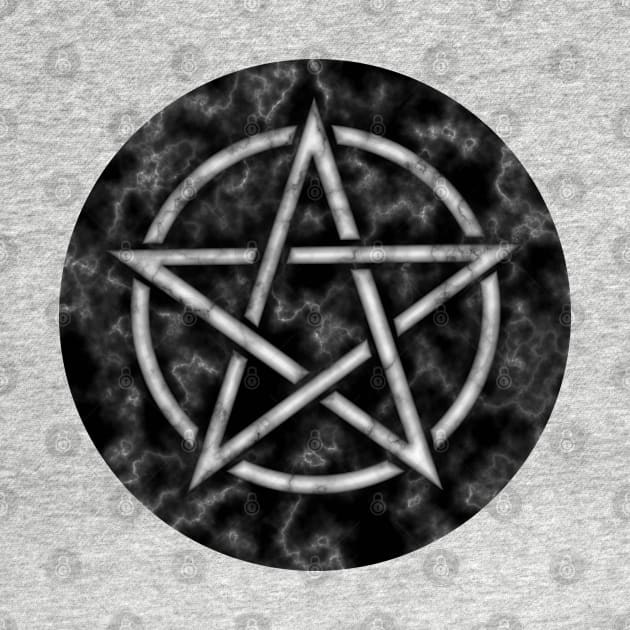 White Pentacle on Black Marble by SolarCross